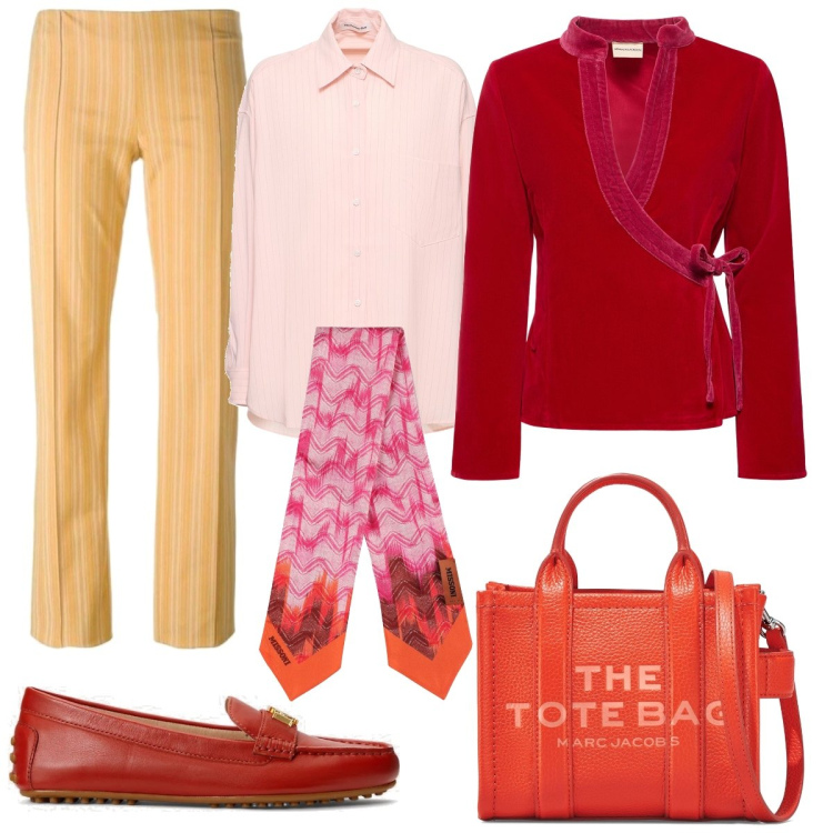 Outfit donna - Il completo che non ti aspetti. Stile Casual chic per Tutti i giorni. Abbinamento con pantaloni, mocassini, borse a mano, camicie, foulard, cappotti.