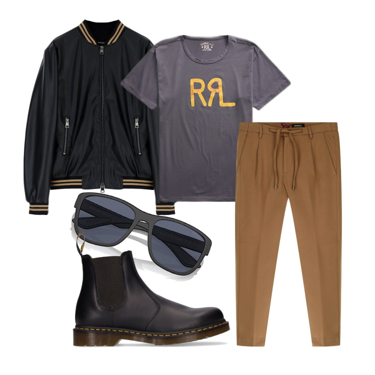 Outfit uomo - Ghost outfitter - ottobre. Stile Casual per Tutti i giorni. Abbinamento con giacche, pantaloni, t-shirt, occhiali da sole, stivali e stivaletti.