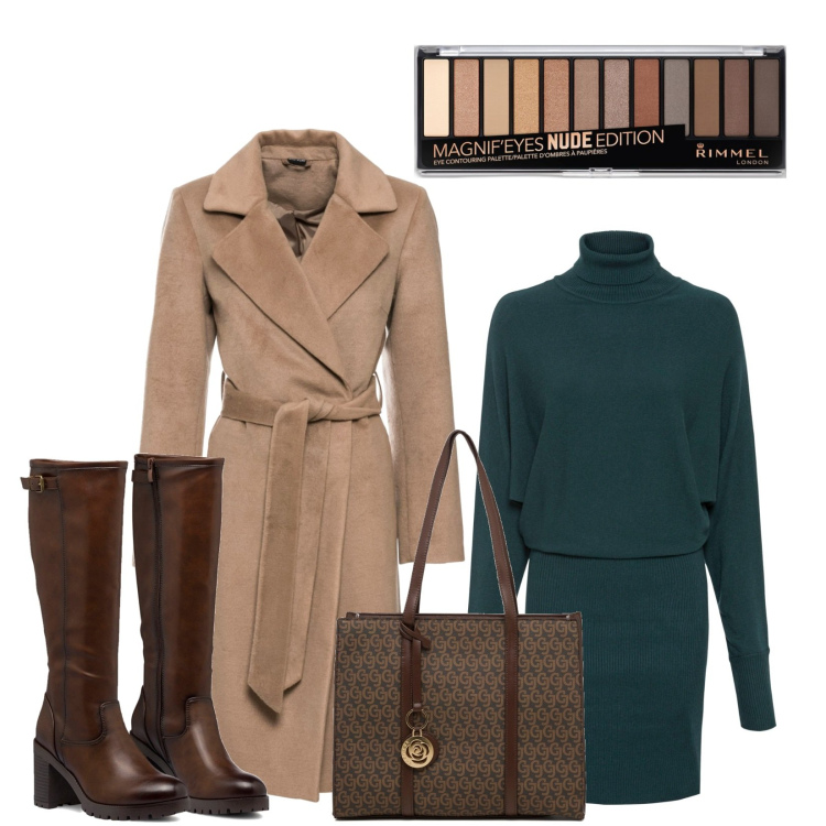 Outfit donna - Quando l\'autunno vero arriverà. Stile Preppy per Tutti i giorni. Abbinamento con vestiti, cappotti, ombretti, stivali sopra il ginocchio, borse a spalla.