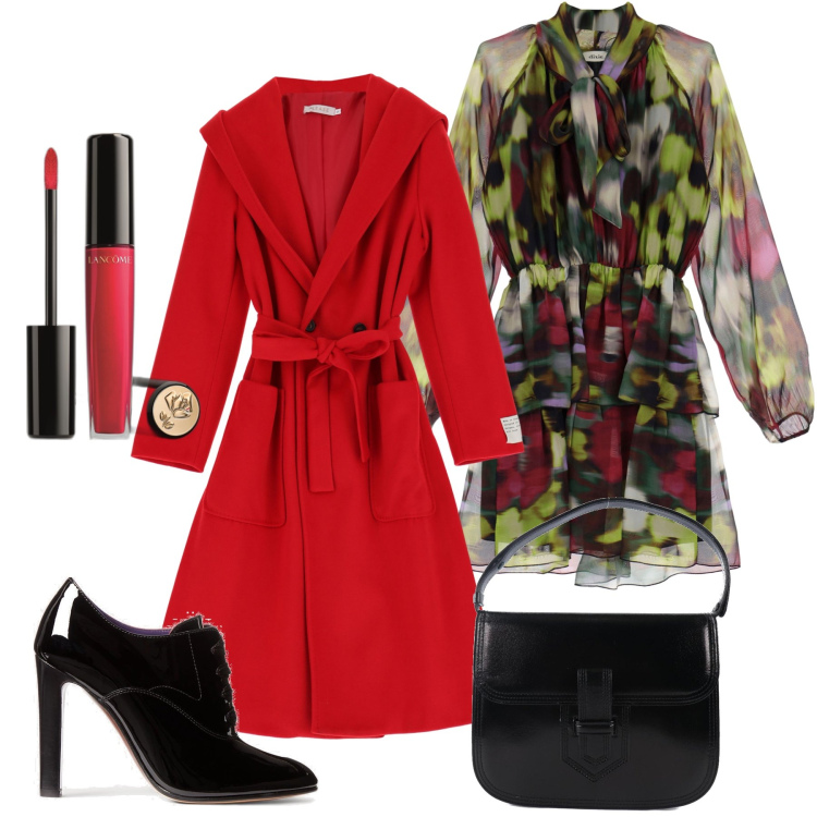 Outfit donna - Total look #1739987. Abbinamento con borse a mano, gloss, cappotti, vestiti corti, décolleté.