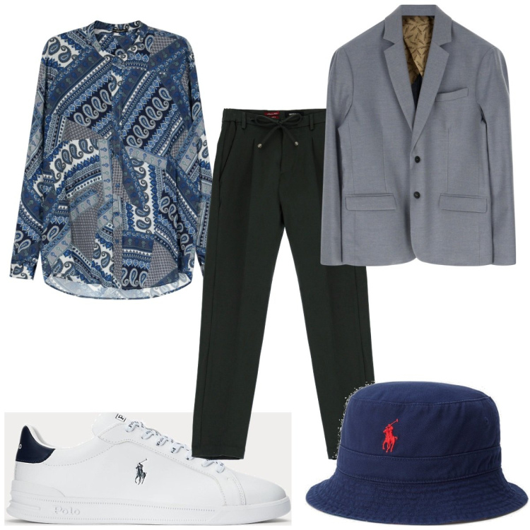 Outfit uomo - Total look #1740239. Stile Trendy per Tutti i giorni. Abbinamento con giacche, pantaloni, camicie, sneakers, cappelli con visiera.