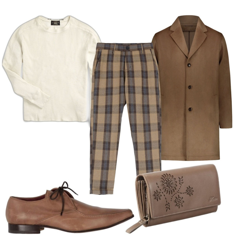 Outfit uomo - Total look #1740268. Stile Casual per Tutti i giorni. Abbinamento con scarpe stringate, pantaloni, maglieria, portafogli, cappotti.