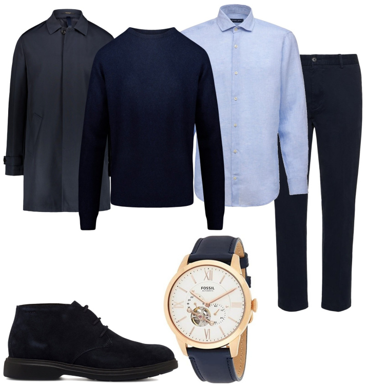 Outfit uomo - Elegante con stile. Stile Business/Elegante per Tutti i giorni. Abbinamento con stivali e stivaletti, maglieria, pantaloni, camicie, orologi, giacche.