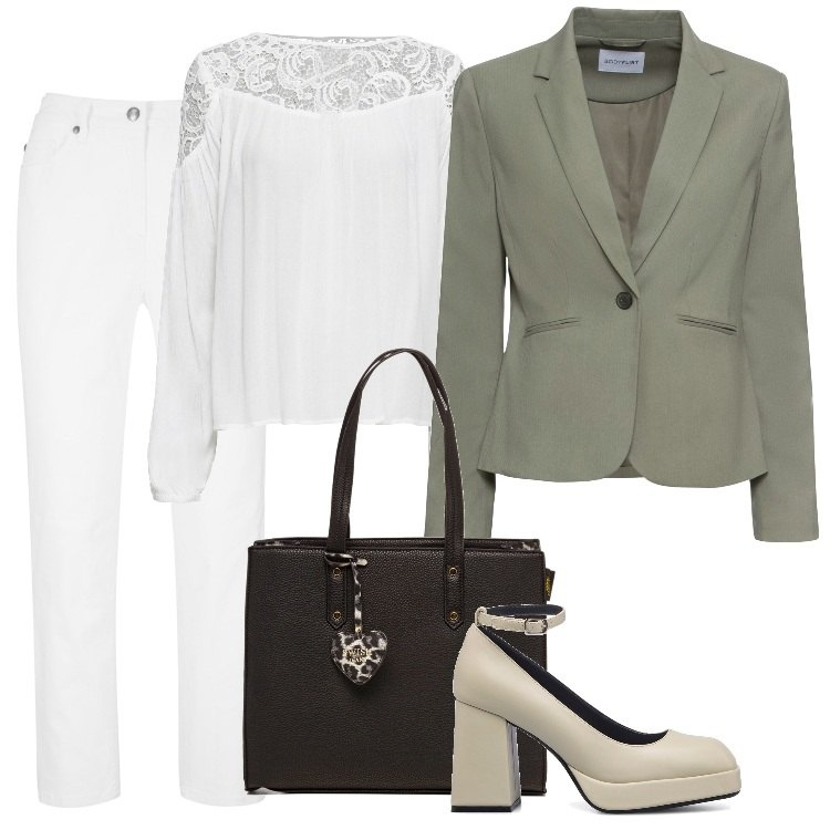 Outfit donna - Business Fit. Stile Chic per Ufficio. Abbinamento con blazer, pantaloni, tuniche, décolleté, borse a spalla.