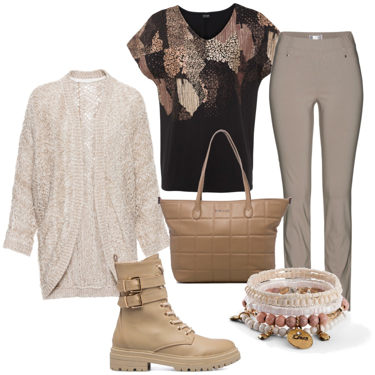 Outfit donna - Total look #1740626. Abbinamento con pantaloni, maglieria, braccialetti, cardigans, anfibi, borse a spalla.