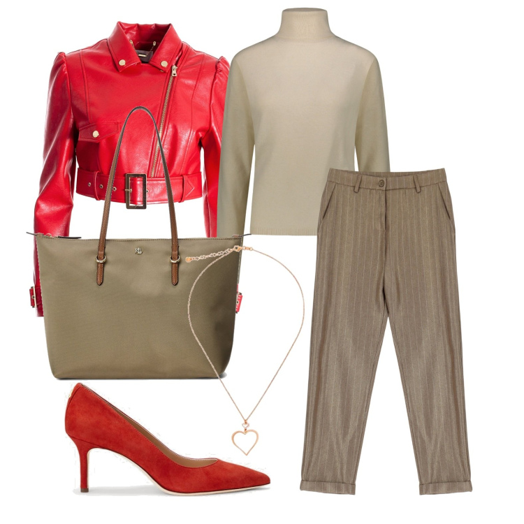 Outfit donna - Ghost outfitter - ottobre. Stile Casual chic per Tutti i giorni. Abbinamento con giacche, pantaloni, borse tote, décolleté, pullovers, ciondoli.
