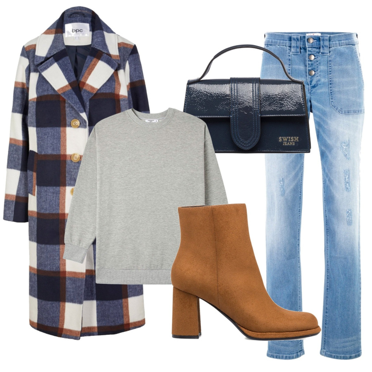 Outfit donna - Autumm vibes. Stile Casual chic per Tutti i giorni. Abbinamento con jeans boyfriend, cappotti, felpe, borse a mano, stivaletti.
