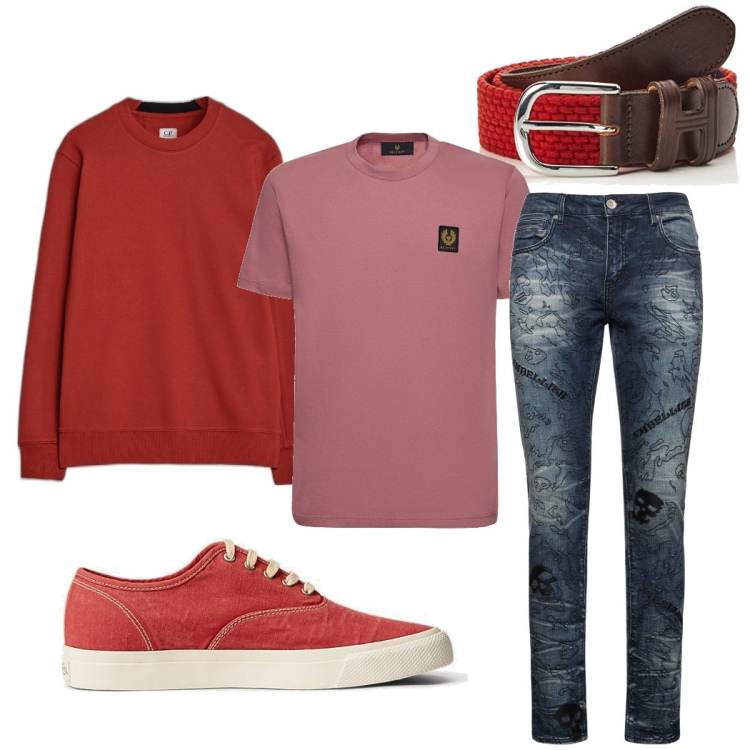 Outfit uomo - Total look #1741200. Stile Casual per Tutti i giorni. Abbinamento con felpe, sneakers, t-shirt, jeans, cinture.