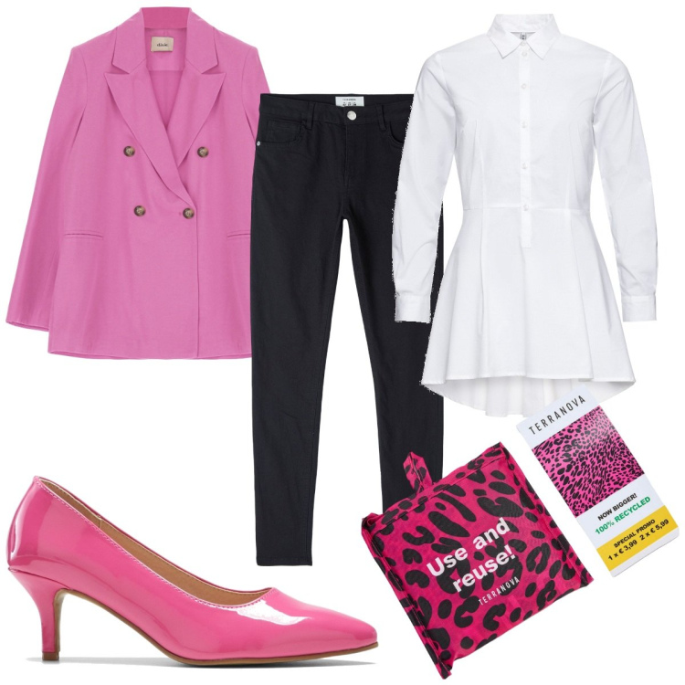 Outfit donna - Total look #1741213. Stile Trendy per Tutti i giorni. Abbinamento con camicie, décolleté, shopping bag, pantaloni, giacche.