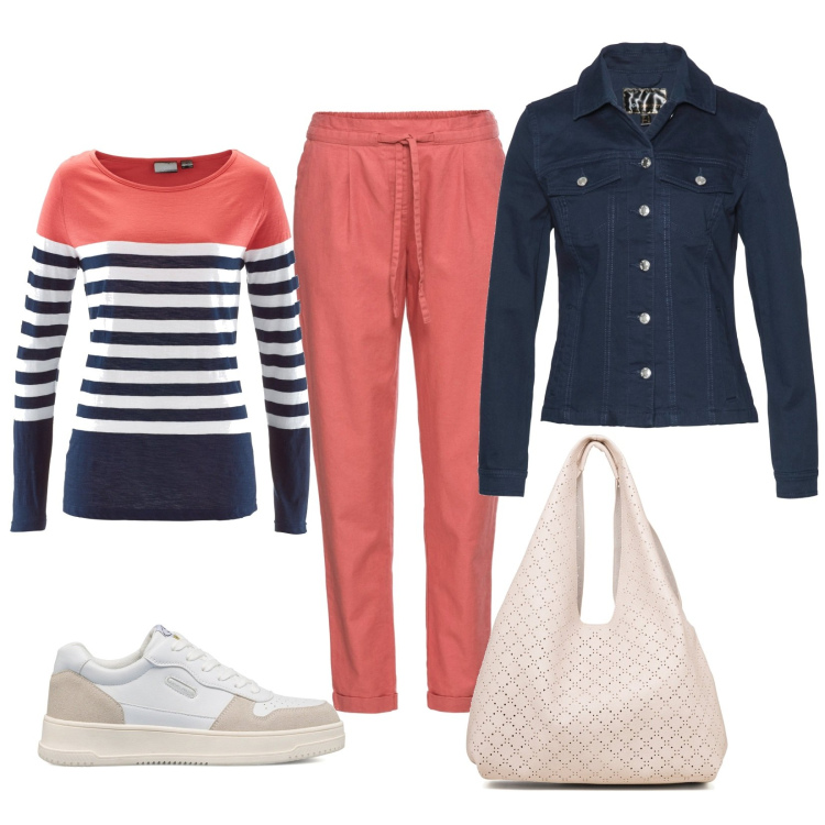 Outfit donna - Total look #1741387. Stile Casual per Tutti i giorni. Abbinamento con pantaloni, maglieria, blazer, sneakers alte, borse a spalla.