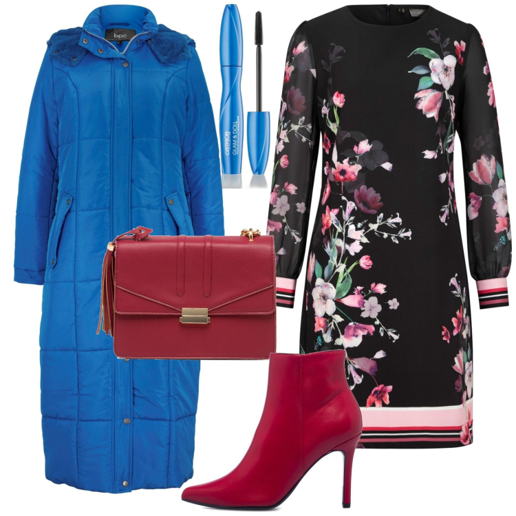 Outfit donna - Total look #1741472. Stile Chic per Serata fuori. Abbinamento con vestiti, giacche, mascara, stivaletti, borse a tracolla.