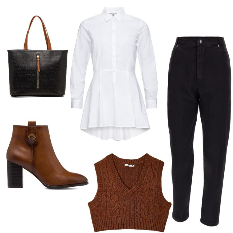 Outfit donna - Bianco ma non troppo. Stile Casual per Tutti i giorni. Abbinamento con camicie, gilet, pantaloni capri, stivaletti, borse a spalla.