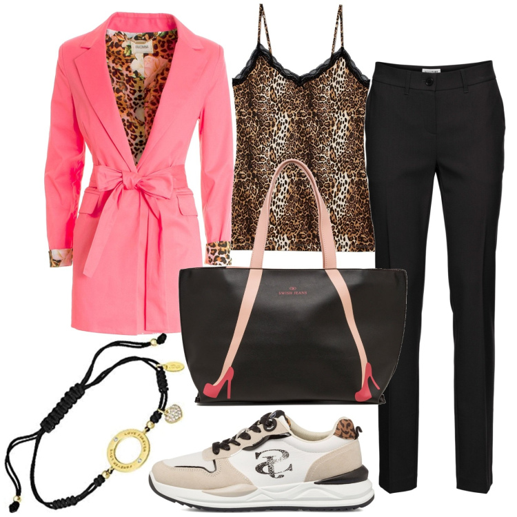 Outfit donna - Total look #1741611. Stile Sporty chic per Tutti i giorni. Abbinamento con pantaloni, magliette intime, blazer, sneakers, borse a spalla, braccialetti.