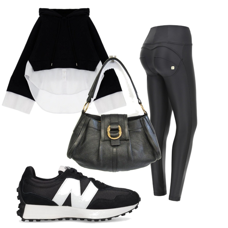 Outfit donna - Total look #1741909. Stile Basic per Tutti i giorni. Abbinamento con borse a spalla, felpe con cappuccio, pantaloni skinny, sneakers.