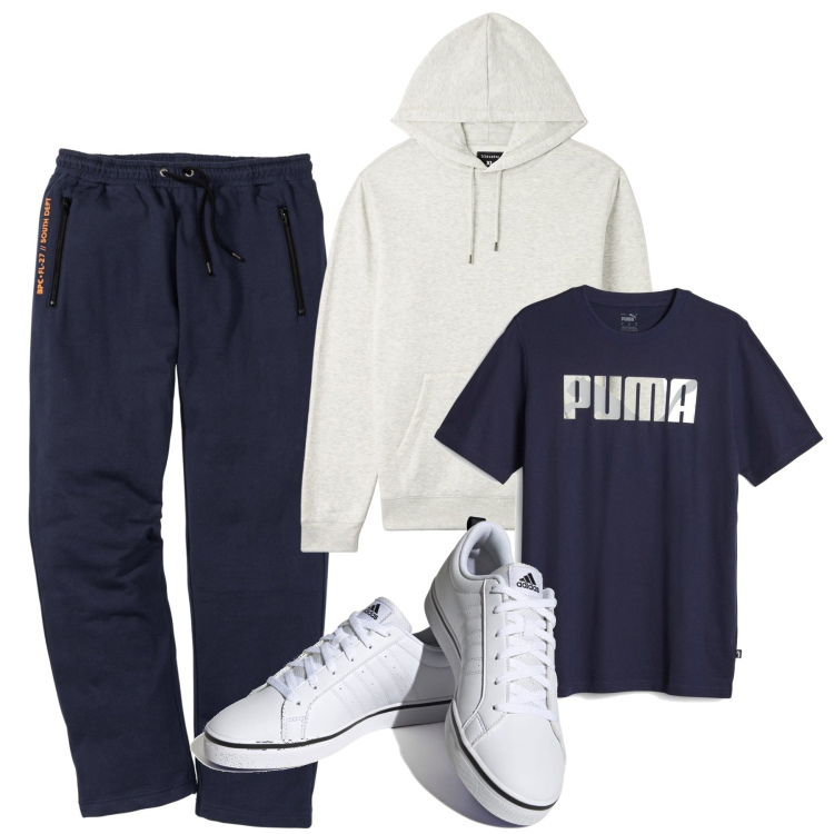 Outfit uomo - Oggi palestra. Stile Urban per Sport. Abbinamento con pantaloni, felpe con cappuccio, t-shirt, sneakers.