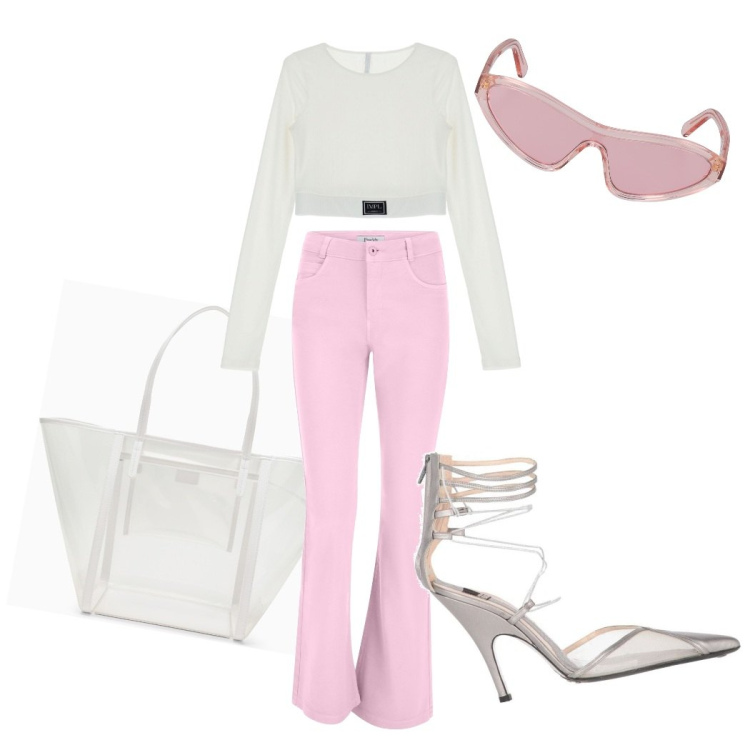 Outfit donna - C\'mon. per Serata fuori. Abbinamento con décolleté, maglieria, jeans a zampa, occhiali da sole, borse tote.