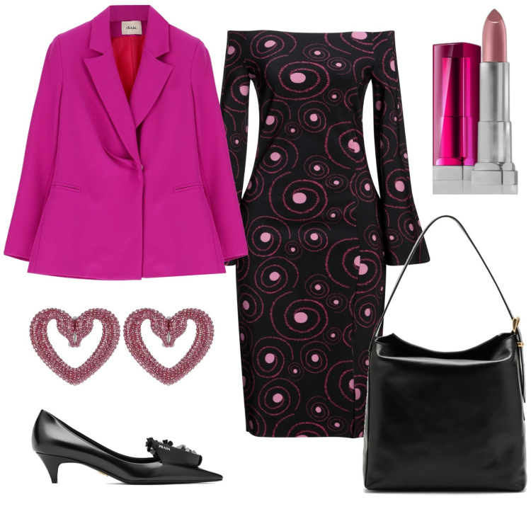 Outfit donna - Total look #1742931. Stile Chic per Serata fuori. Abbinamento con vestiti midi/longuette, rossetti, giacche, orecchini, borse a spalla, scarpe col tacco.