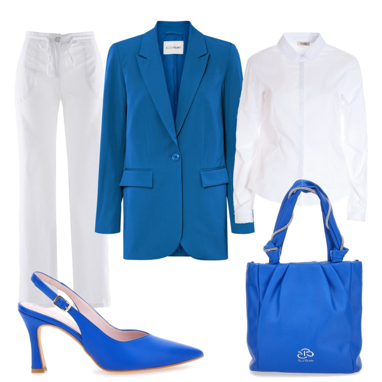 Outfit donna - Total look #1742936. Stile Glamour per Serata fuori. Abbinamento con pantaloni a palazzo, blazer, camicie, décolleté, borse a spalla.