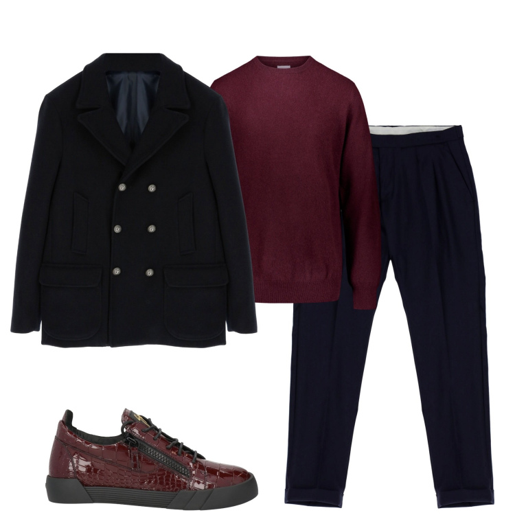 Outfit uomo - October. Stile Business/Elegante per Tutti i giorni. Abbinamento con sneakers, cappotti, pantaloni, maglieria.