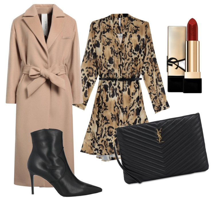 Outfit donna - Total look #1743390. Stile Chic per Serata fuori. Abbinamento con rossetti, cappotti, stivaletti, vestiti corti, pochette.