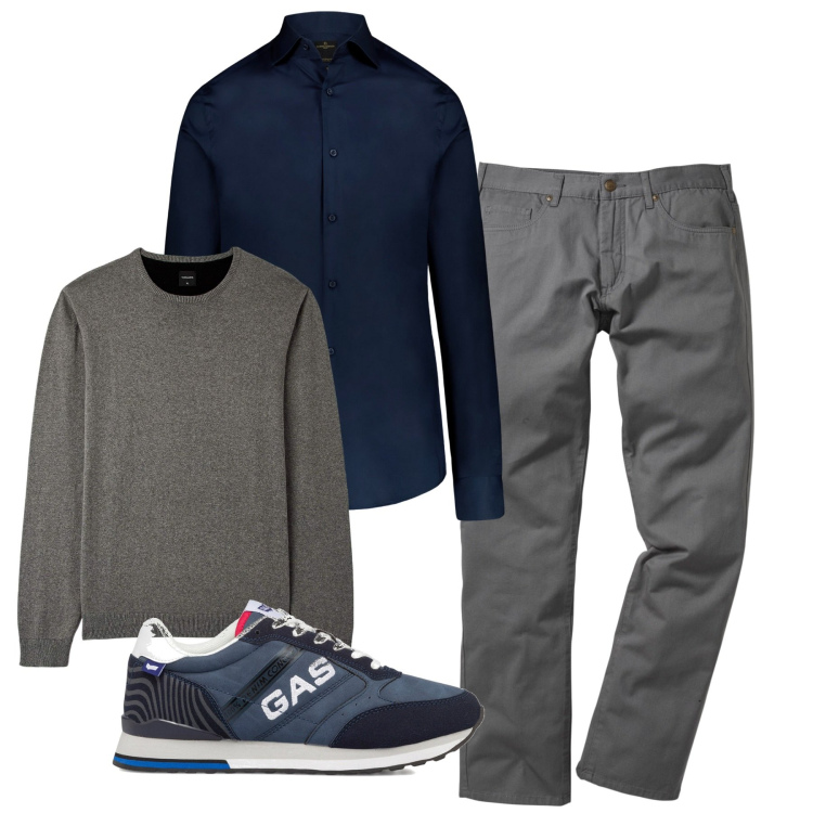Outfit uomo - Giornata libera. Stile Casual per Tutti i giorni. Abbinamento con pantaloni, maglieria, sneakers, camicie.
