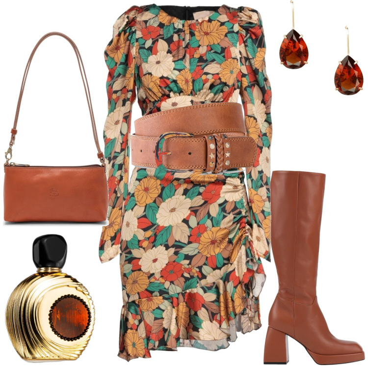 Outfit donna - Total look #1744084. Stile Urban per Tutti i giorni. Abbinamento con cinture, vestiti corti, stivali, profumi, orecchini, borse a spalla.