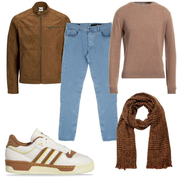 Outfit uomo - Total look #1744295. Stile Casual per Tutti i giorni. Abbinamento con pullovers, pantaloni, sciarpe, cappotti, sneakers.