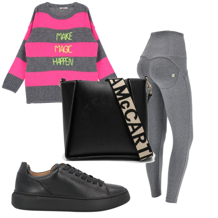 Outfit donna - Total look #1744341. Stile Basic per Tutti i giorni. Abbinamento con sneakers, maglieria, pantaloni skinny, borse a tracolla.
