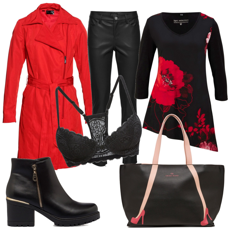 Outfit donna - Total look #1744626. Stile Romantica per Serata fuori. Abbinamento con trench, maglieria, pantaloni, reggiseni, borse a spalla, stivaletti.