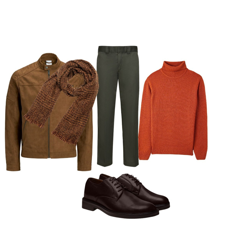 Outfit uomo - Total look #1744693. Stile Trendy per Ufficio. Abbinamento con maglieria, sciarpe, scarpe stringate, cappotti, pantaloni.