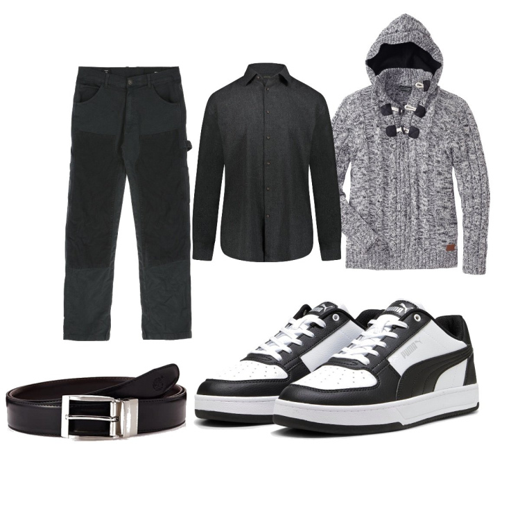 Outfit uomo - Total look #1745160. Stile Casual per Ufficio. Abbinamento con maglieria, jeans dritti, sneakers, cinture, camicie.