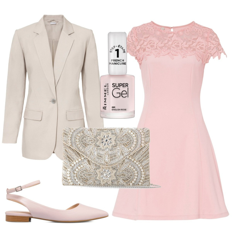 Outfit donna - Colori soft da cerimonia. Stile Bon Ton per Cerimonia. Abbinamento con pochette, vestiti, blazer, smalti, ballerine.