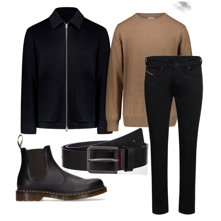 Outfit uomo - Ghost outfitter - ottobre. Stile Casual per Tutti i giorni. Abbinamento con maglieria, giacche, stivali e stivaletti, jeans skinny, cinture.