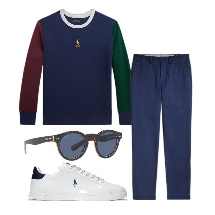 Outfit uomo - Ghost outfitter - ottobre. Stile Urban per Tutti i giorni. Abbinamento con sneakers, occhiali da sole, pantaloni chino, felpe.
