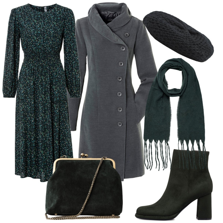Outfit donna - Ispirazione anni ‘40. Stile Vintage retrò per Tutti i giorni. Abbinamento con vestiti midi/longuette, cappotti, cappelli e berretti, stivaletti, clutch, sciarpe.