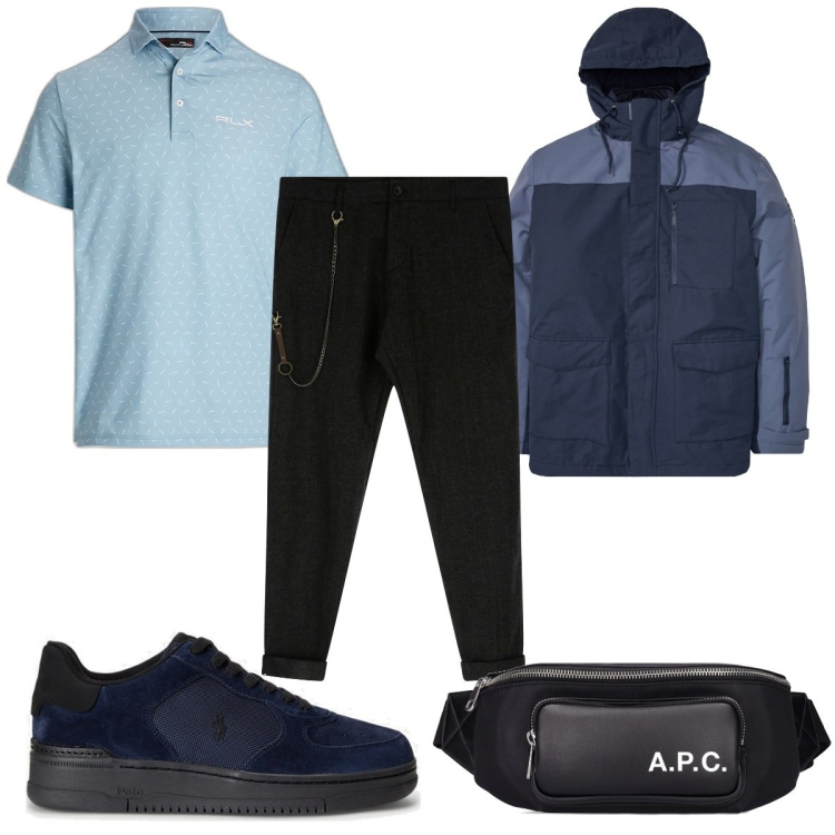 Outfit uomo - Total look #1745826. Stile Trendy per Tutti i giorni. Abbinamento con giacche, pantaloni, polo, sneakers, borse sportive.
