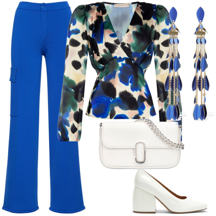 Outfit donna - Cerimonia glam. Stile Glamour per Cerimonia. Abbinamento con bluse, orecchini, borse a spalla, pantaloni, décolleté.