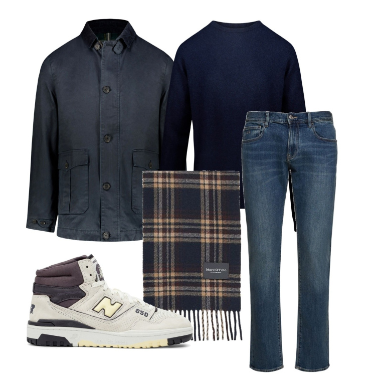 Outfit uomo - Ghost outfitter - ottobre. Stile Casual per Ufficio. Abbinamento con maglieria, sneakers alte, giacche, jeans slim fit, sciarpe.