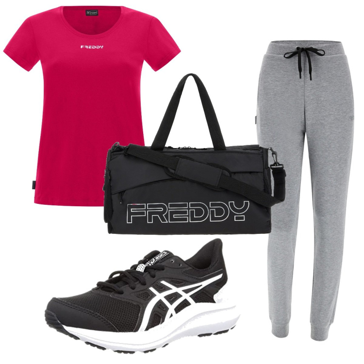 Outfit donna - Total look #1746395. Stile Basic per Sport. Abbinamento con borse sportive, pantaloni, t-shirt, scarpe sportive.