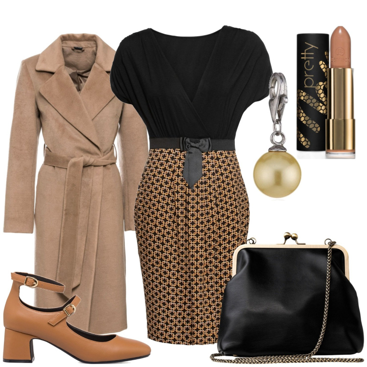 Outfit donna - Un po\' retrò. Stile Vintage retrò per Serata fuori. Abbinamento con vestiti, cappotti, rossetti, décolleté, clutch, ciondoli.