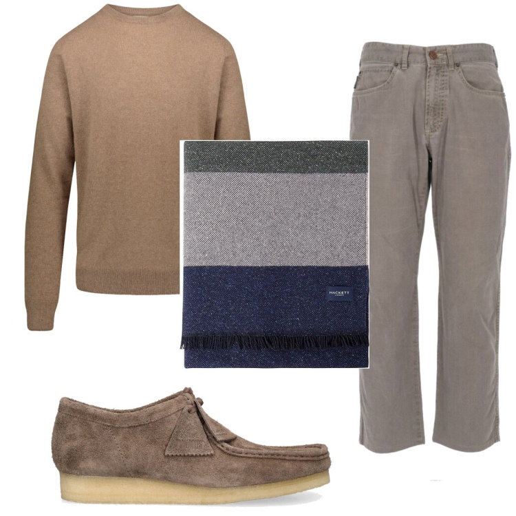 Outfit uomo - Total look #1747034. Stile Casual per Tutti i giorni. Abbinamento con jeans dritti, maglieria, scarpe stringate, sciarpe.