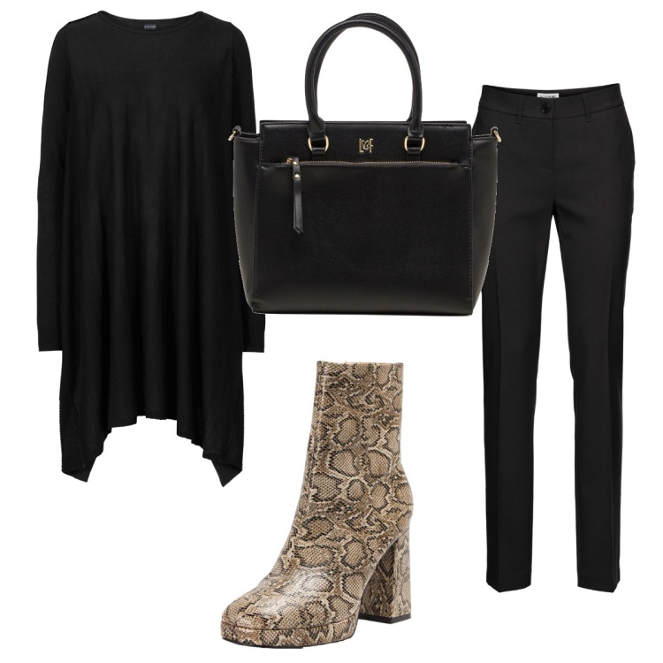 Outfit donna - Total look #1747050. Stile Basic per Tutti i giorni. Abbinamento con maglieria, pantaloni, stivaletti, borse a mano.