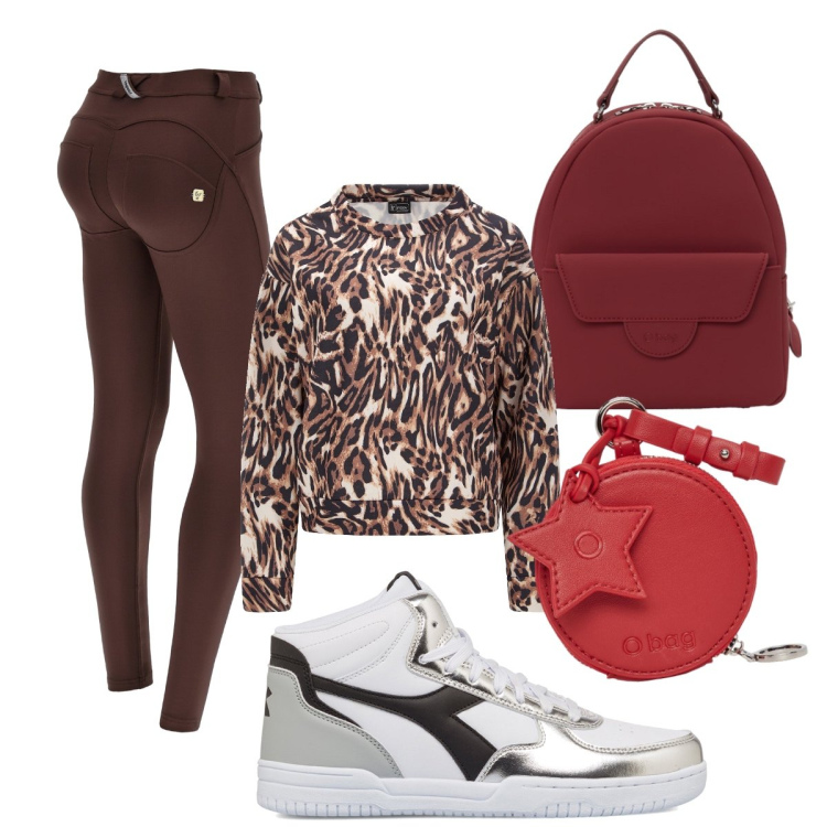 Outfit donna - Total look #1747304. Stile Sporty chic per Sport. look ideale per Tall. Abbinamento con pantaloni skinny, felpe, sneakers alte, zaini, portamonete.