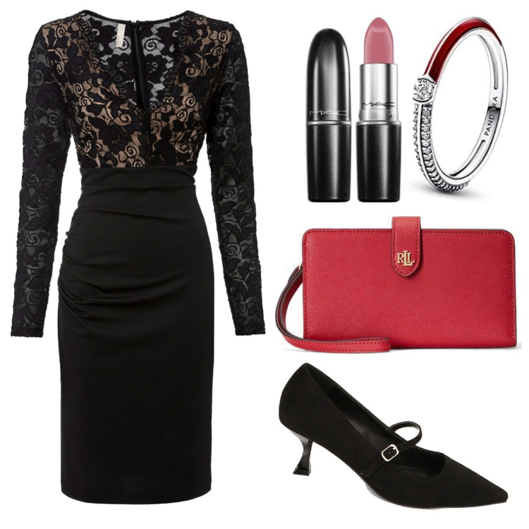 Outfit donna - Regalati un sogno - curvy style. Stile Chic per Cerimonia. Abbinamento con vestiti, rossetti, décolleté, pochette, anelli.