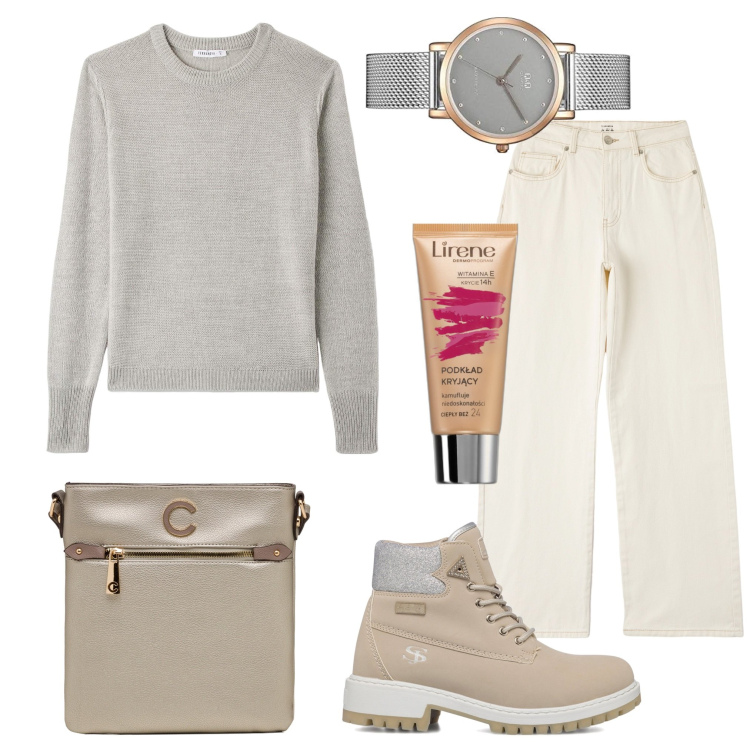 Outfit donna - Total look #1748141. Stile Trendy per Tutti i giorni. Abbinamento con fondotinta, maglieria, pantaloni, stivaletti, borse a tracolla, orologi.