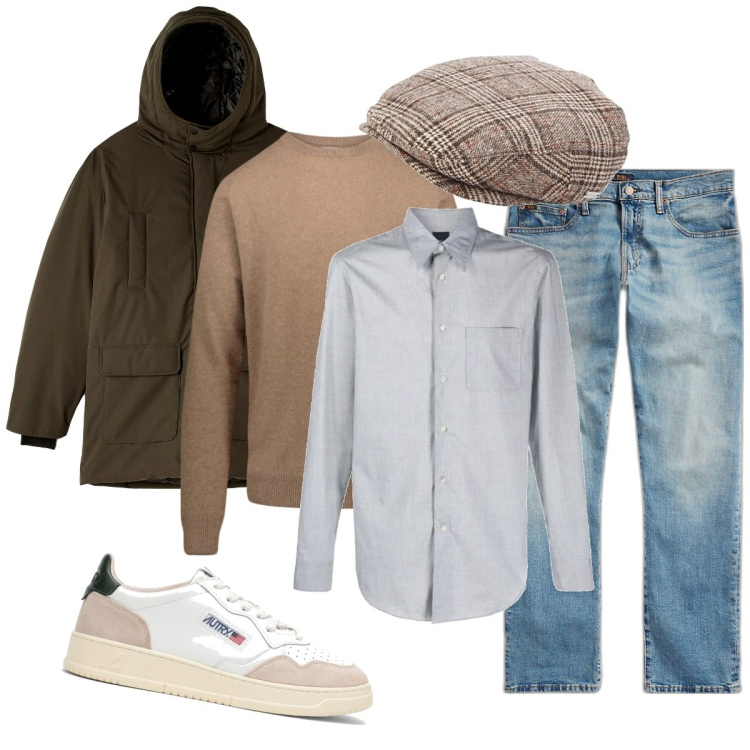 Outfit uomo - Semplicemente tu. Stile Casual per Tutti i giorni. Abbinamento con camicie, parka, jeans, maglieria, sneakers, cappelli con visiera.