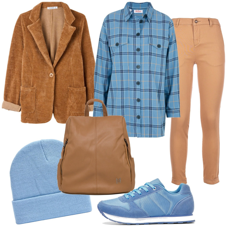Outfit donna - Total look #1748437. Stile Casual per Tutti i giorni. Abbinamento con camicie, sneakers, berretti, cappotti, pantaloni, zaini.