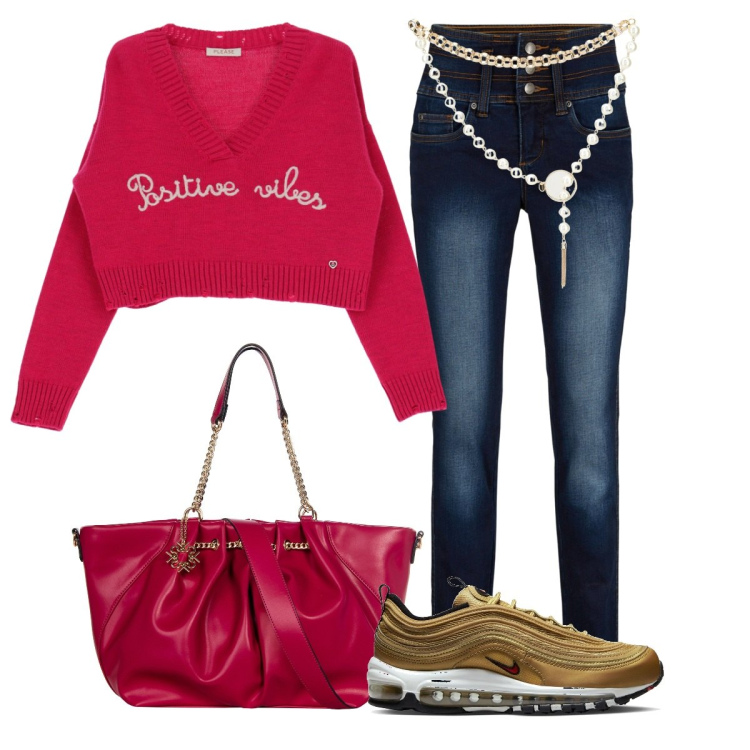 Outfit donna - Mary Poppins. Stile Casual chic per Tutti i giorni. Abbinamento con jeans, maglieria, borse a spalla, cinture, sneakers.