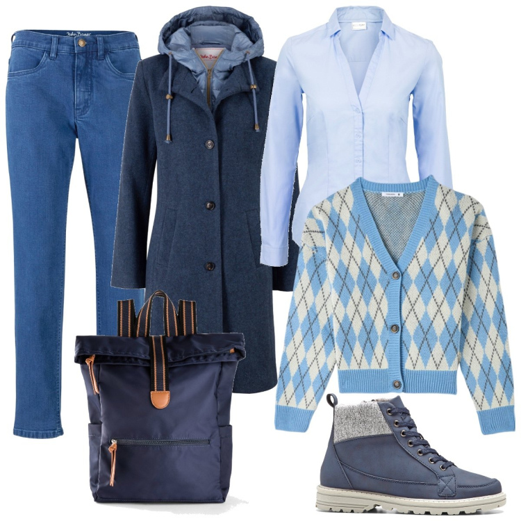 Outfit donna - Quando arriva l’inverno. Stile Casual per Tutti i giorni. Abbinamento con cappotti, stivaletti, zaini, camicie, jeans mom, cardigans.
