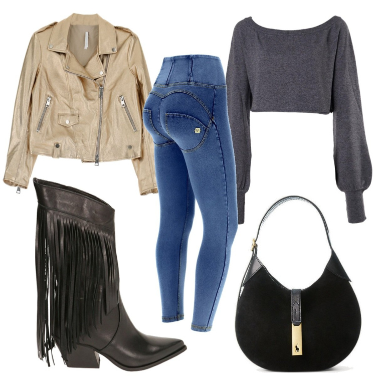 Outfit donna - Gli stivaletti con le frange. Stile Trendy per Tutti i giorni. Abbinamento con cappotti, jeggings, stivali, borse a spalla, maglieria.